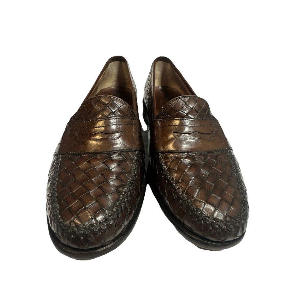 Cole Haan City Men's Brown Woven Leather Penny Loafers Sz. 10 M